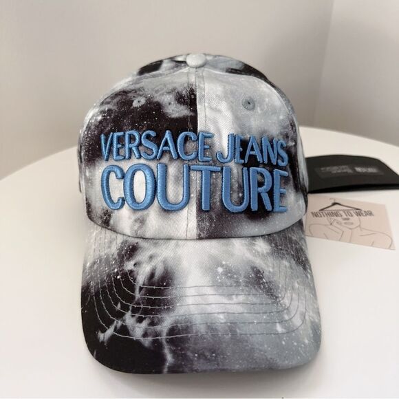 ⭕️ VERSACE JEANS Cap Hat Grey Black Space Blue Logo Designer - Picture 3 of 5